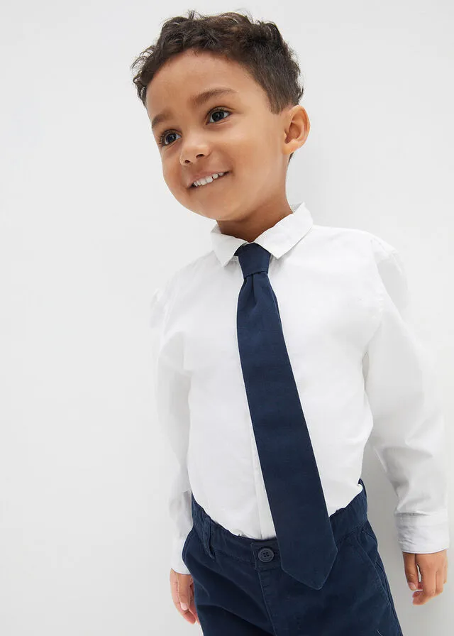 CONJUNTO DE PANTALóN CORTO, CAMISA Y PAJARITA PARA NIñOS (3 PIEZAS) AZUL MARINOBLANCO